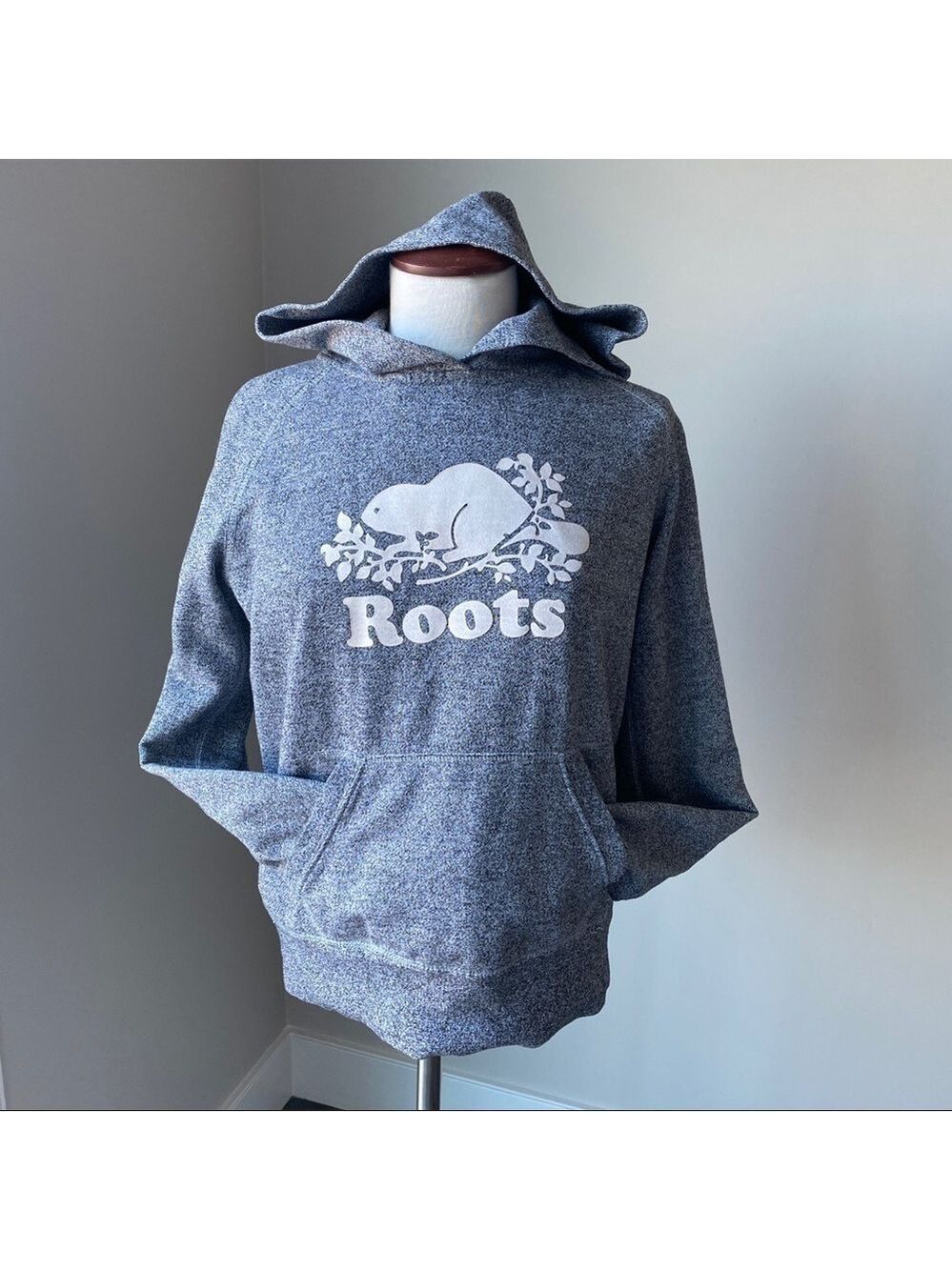 ROOTS Original Beaver Salt & Pepper Hoodie Sz S
